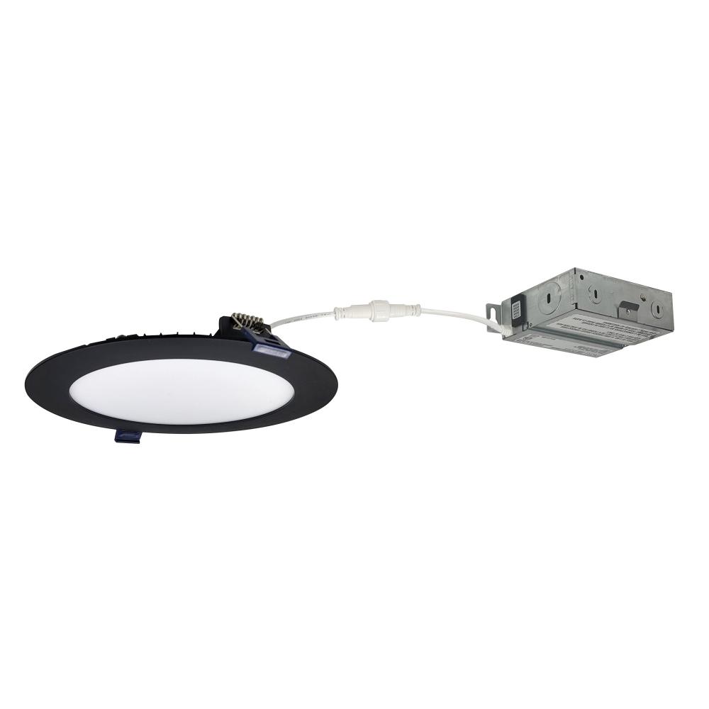 6" FLAT Non-Metallic Can-less LED Downlight, Selectable CCT, 1050lm / 13.5W, Black finish