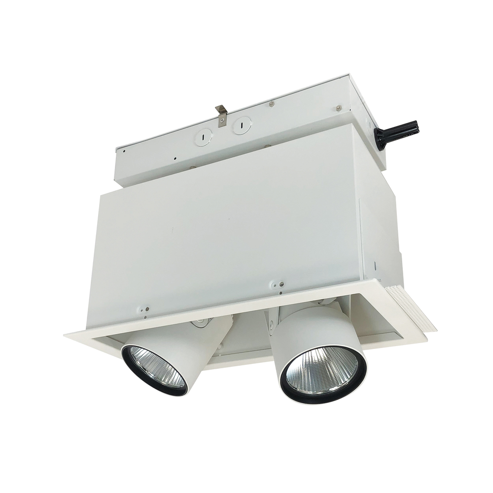 Pull-Down LED Trimless 2-Head MLS, 30W / 2100lm per Head, Flood, 2700K, White, 277V 0-10V Dimming