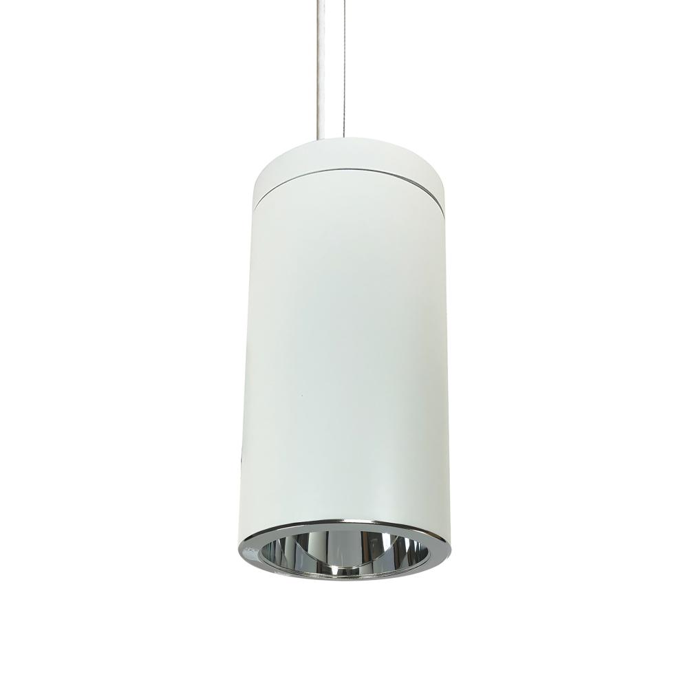 6" Sapphire III Cable Mount White Cylinder, Clear Reflector/Clear Flange, 120V; Phase Dimming,