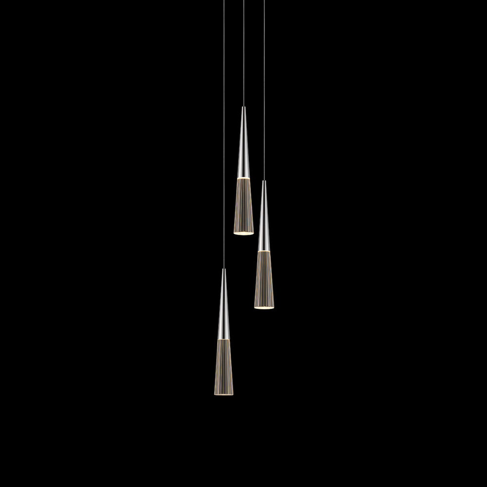 3-Light Round LED Pendant