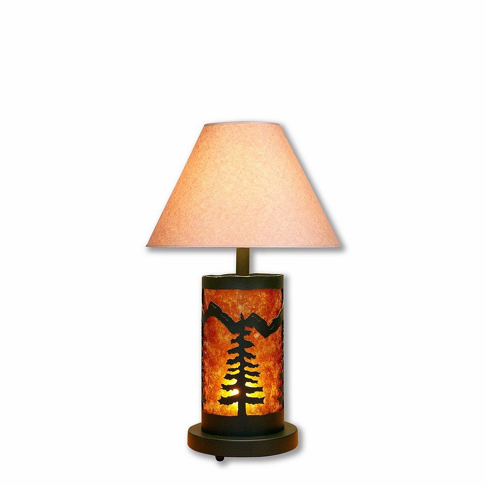 Cascade Desk Lamp - Spruce Tree - Amber Mica Shade - Forest Green / Cedar Green Finish