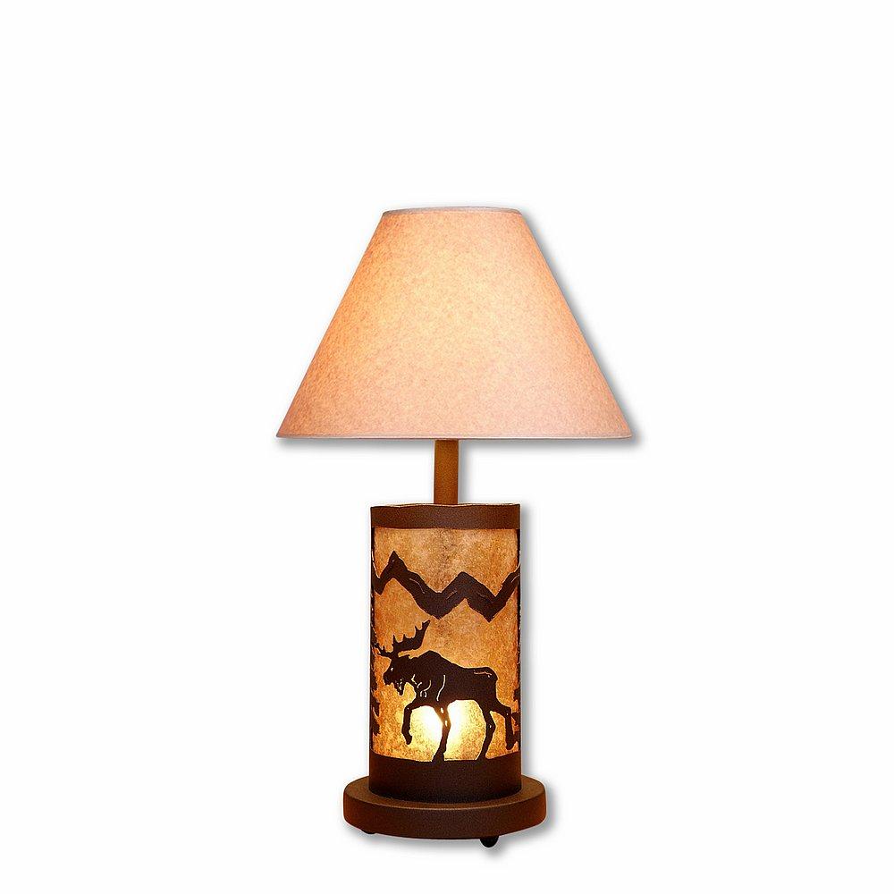 Cascade Desk Lamp - Mountain Moose - Almond Mica Shade - Rustic Brown Finish