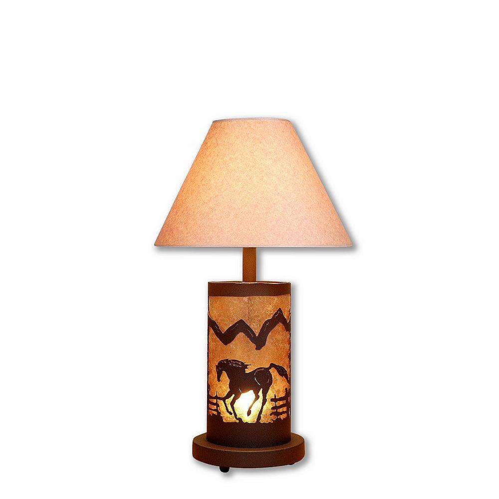 Cascade Desk Lamp - Mountain Horse - Almond Mica Shade - Rustic Brown Finish