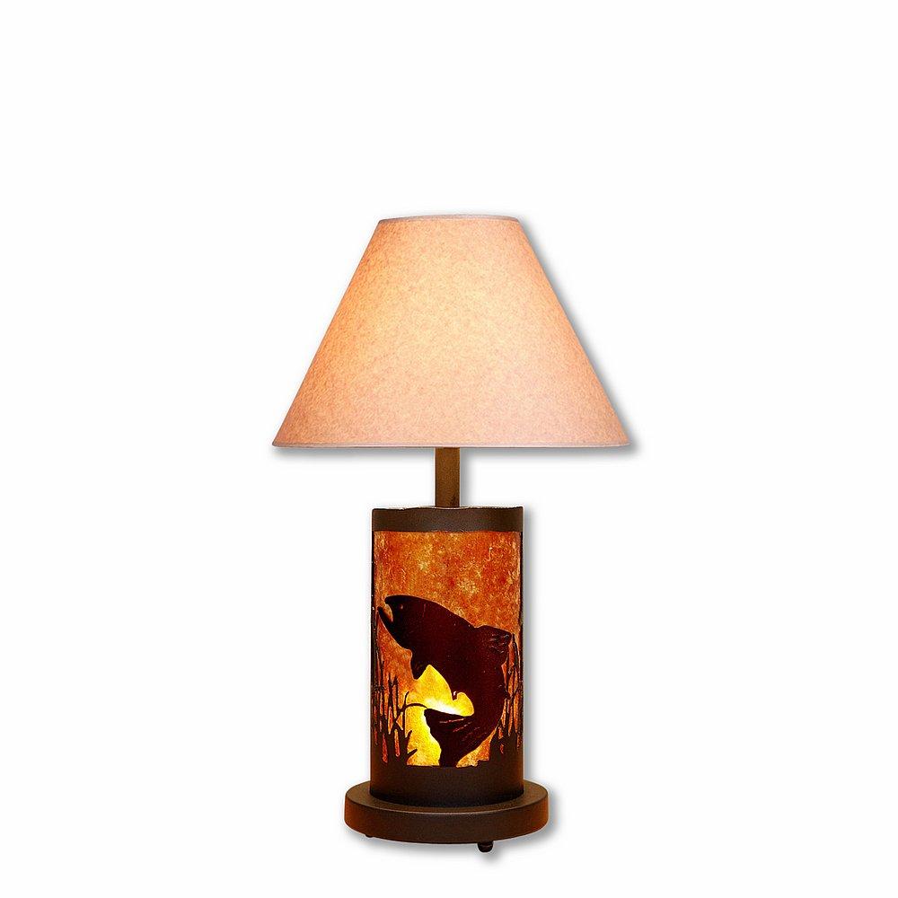 Cascade Desk Lamp - Trout - Amber Mica Shade - Black Iron Finish