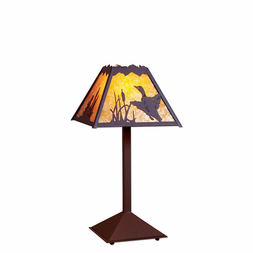 Rocky Mountain Desk Lamp - Loon - Amber Mica Shade - Rustic Brown Finish