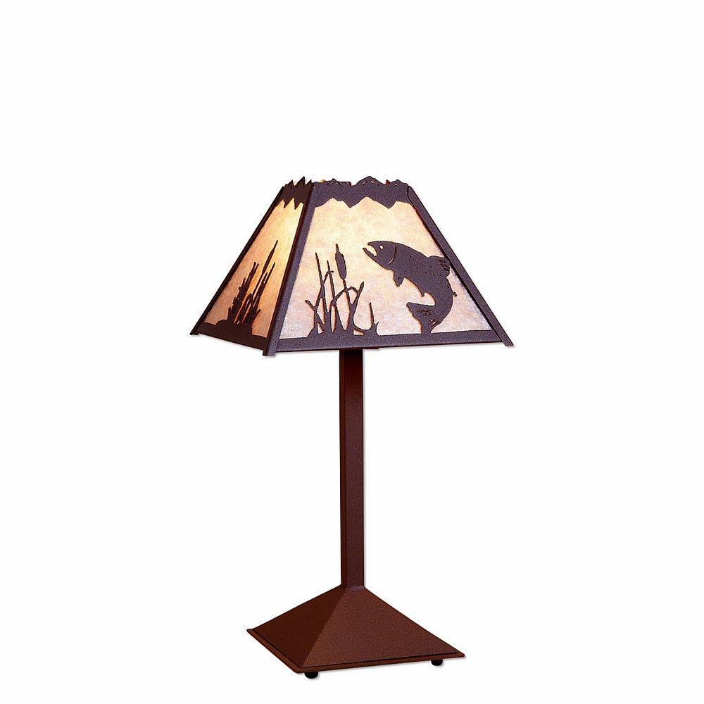 Rocky Mountain Desk Lamp - Trout - Almond Mica Shade - Rustic Brown Finish