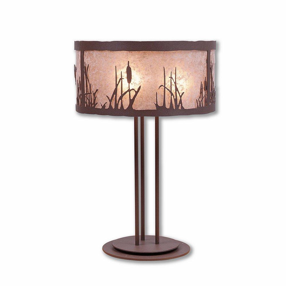 Kincaid Desk Lamp - Cattails - Almond Mica Shade - Rustic Brown Finish