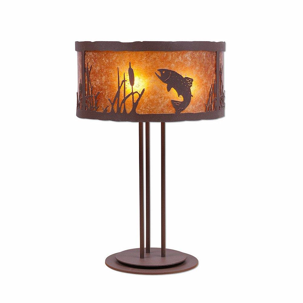 Kincaid Desk Lamp - Trout - Amber Mica Shade - Rustic Brown Finish