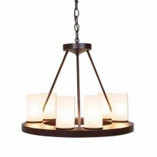 Avalanche Ranch Lighting A41501FC-28 - Wisley Chandelierd Small - Rustic Plain - Frosted Glass Bowl - Dark Bronze Metallic Finish