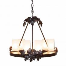 Avalanche Ranch Lighting A41505FC-28 - Wisley Chandelierd Small - Maple Leaf - Frosted Glass Bowl - Dark Bronze Metallic Finish