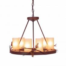 Avalanche Ranch Lighting A41520TS-04 - Wisley Chandelierd Small - Pine Cone - Tea Stain Glass Bowl - Pine Tree Green
