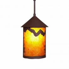 Avalanche Ranch Lighting M24501AM-ST-27 - Cascade Pendant Medium - Rustic Plain - Amber Mica Shade - Rustic Brown Finish - Adjustable Stem