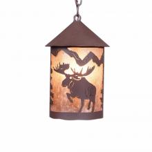 Avalanche Ranch Lighting M24522AL-CH-27 - Cascade Pendant Medium - Alaska Moose - Almond Mica Shade - Rustic Brown Finish - Chain