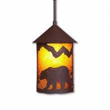 Avalanche Ranch Lighting M24525AM-ST-27 - Cascade Pendant Medium - Mountain Bear - Amber Mica Shade - Rustic Brown Finish - Adjustable Stem