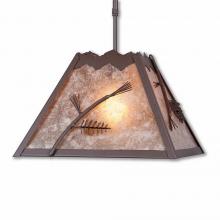Avalanche Ranch Lighting M26520AL-ST-27 - Rocky Mountain Pendant Large - Pine Cone - Almond Mica Shade - Rustic Brown Finish - Adjustable Stem