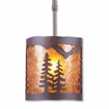 Avalanche Ranch Lighting M29114AM-ST-27 - Kincaid Pendant Small - Spruce Tree - Amber Mica Shade - Rustic Brown Finish - Adjustable Stem
