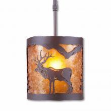 Avalanche Ranch Lighting M29123AM-ST-27 - Kincaid Pendant Small - Valley Elk - Amber Mica Shade - Rustic Brown Finish - Adjustable Stem