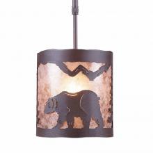 Avalanche Ranch Lighting M29125AL-ST-27 - Kincaid Pendant Small - Mountain Bear - Almond Mica Shade - Rustic Brown Finish - Adjustable Stem