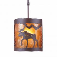 Avalanche Ranch Lighting M29127AM-ST-27 - Kincaid Pendant Small - Mountain Moose - Amber Mica Shade - Rustic Brown Finish - Adjustable Stem