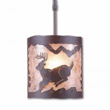 Avalanche Ranch Lighting M29130AL-ST-27 - Kincaid Pendant Small - Mountain Deer - Almond Mica Shade - Rustic Brown Finish - Adjustable Stem