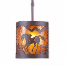Avalanche Ranch Lighting M29135AM-ST-27 - Kincaid Pendant Small - Mountain Horse - Amber Mica Shade - Rustic Brown Finish - Adjustable Stem