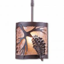 Avalanche Ranch Lighting M29140AL-ST-27 - Kincaid Pendant Small - Spruce Cone - Almond Mica Shade - Rustic Brown Finish - Adjustable Stem