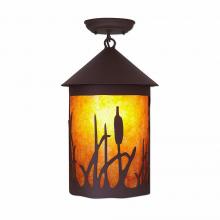 Avalanche Ranch Lighting M48665AM-27 - Cascade Close-to-Ceiling Large - Cattails - Amber Mica Shade - Rustic Brown Finish