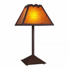 Avalanche Ranch Lighting M62501AM-27 - Rocky Mountain Table Lamp - Rustic Plain - Amber Mica Shade - Rustic Brown Finish