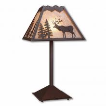 Avalanche Ranch Lighting M62523AL-27 - Rocky Mountain Table Lamp - Valley Elk - Almond Mica Shade - Rustic Brown Finish
