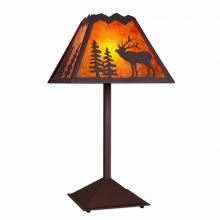 Avalanche Ranch Lighting M62533AM-27 - Rocky Mountain Table Lamp - Mountain Elk - Amber Mica Shade - Rustic Brown Finish