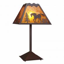 Avalanche Ranch Lighting M62535AM-27 - Rocky Mountain Table Lamp - Mountain Horse - Amber Mica Shade - Rustic Brown Finish