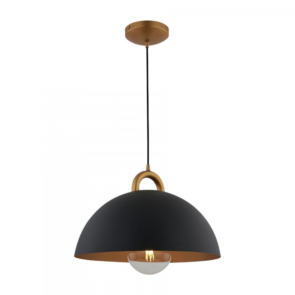 Pantheon - 1-Light Pendant - 15.75" - Black/Rust Brass