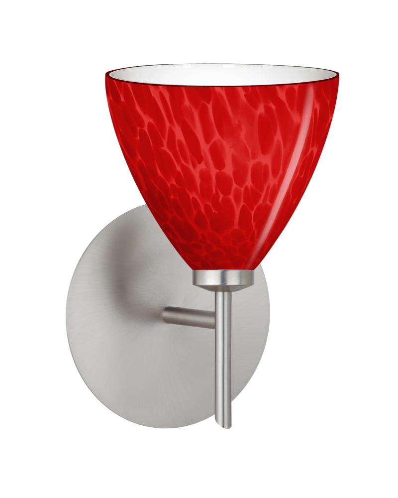 Besa, Mia Mini Sconce, Red Cloud, Satin Nickel Finish, 1x40W G9 Base