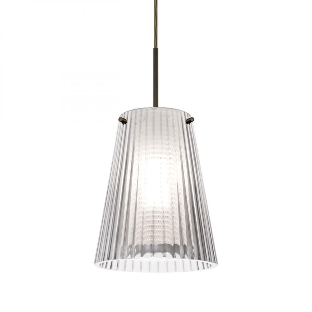 Besa Dion Pendant for Multiport Canopy, Clear Shade, Bronze Finish, 1x60W MAX E26 Base