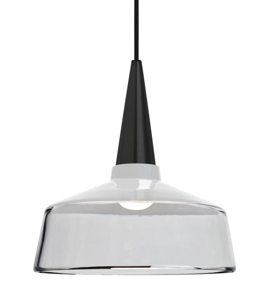 Baron 10 Cord Pendant for Mulitport Canopy, White/Clear, Black Finish, 1x60W Medium base