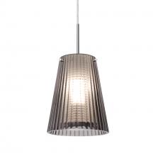 Besa Lighting 1JC-DIONSM-LED-SN - Besa Dion Pendant, Smoke Shade, Black Finish, 1x9W LED