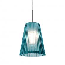 Besa Lighting 1JT-DIONBL-LED-SN - Besa Dion Pendant, Blue Shade, Black Finish, 1x9W LED