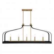 Savoy House 1-7804-5-143 - Sheffield 5-Light Linear Chandelier in Matte Black with Warm Brass Accents