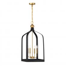 Savoy House 7-7802-4-143 - Sheffield 4-Light Pendant in Matte Black with Warm Brass Accents