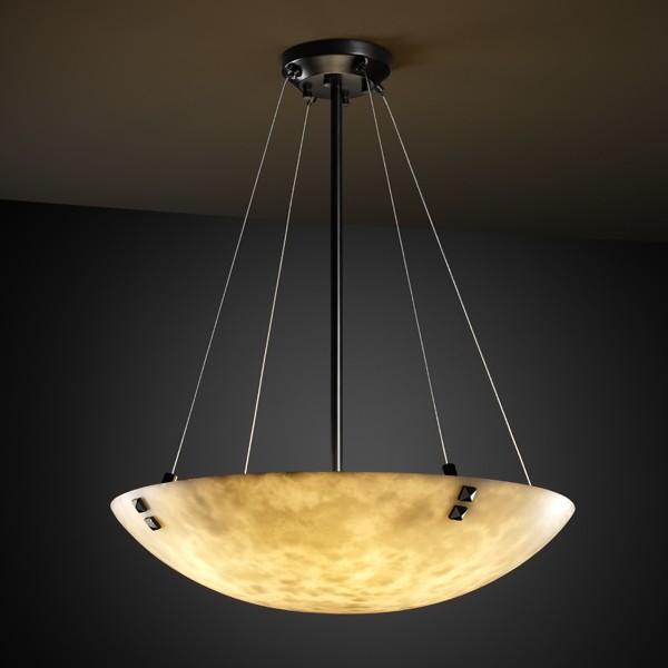 36" Pendant Bowl w/ LARGE SQUARE W/ POINT FINIALS