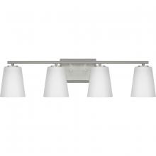 Progress P300464-009 - Vertex Collection Four-Light Brushed Nickel Etched White Glass Contemporary Bath Light