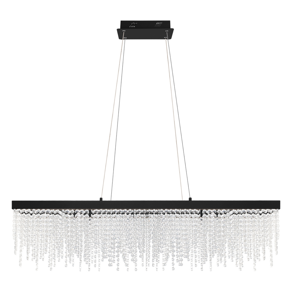LED Pendant w/ Black Finish & Clear Glass Crystal Strands