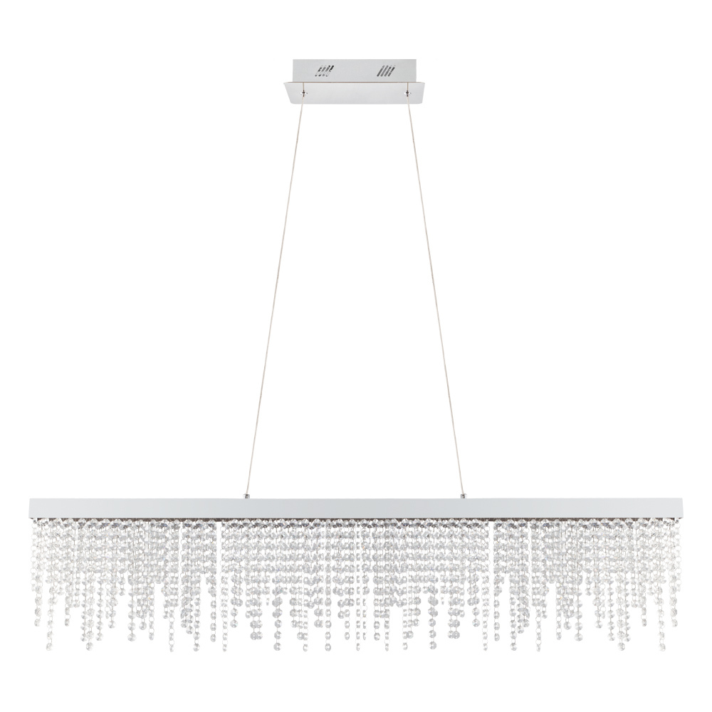 LED Pendant w/ Chrome Finish & Clear Crystal Strands