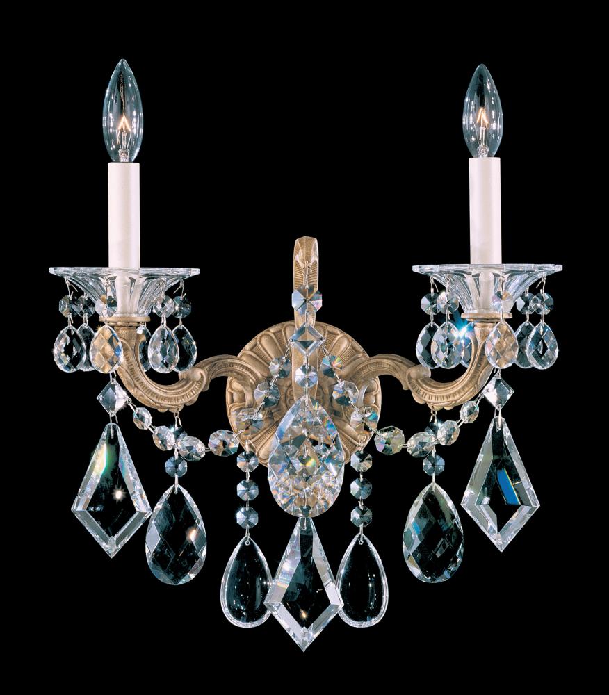La Scala 2 Light 120V Wall Sconce in French Gold with Heritage Handcut Crystal