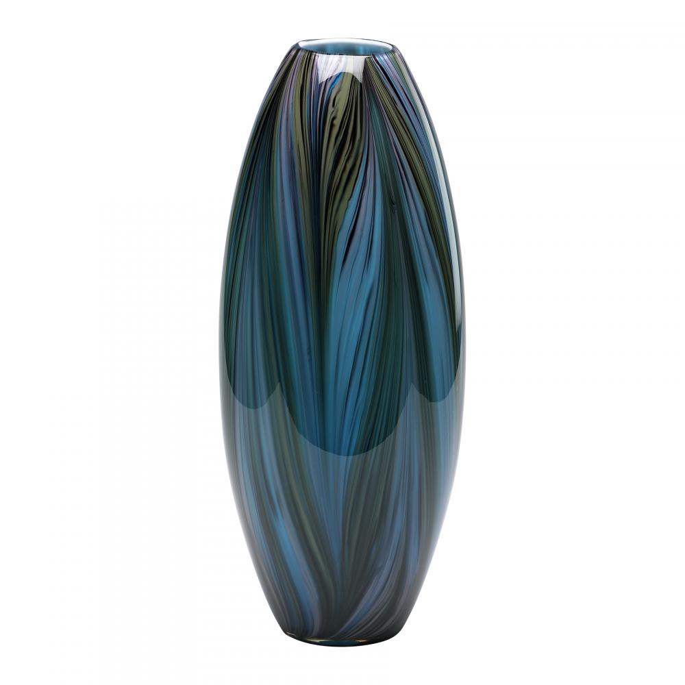 Peacock Feather Vase Multi Colored Blue