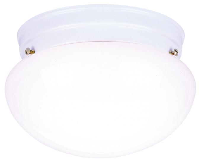 7 in. 1 Light Flush White Finish White Glass