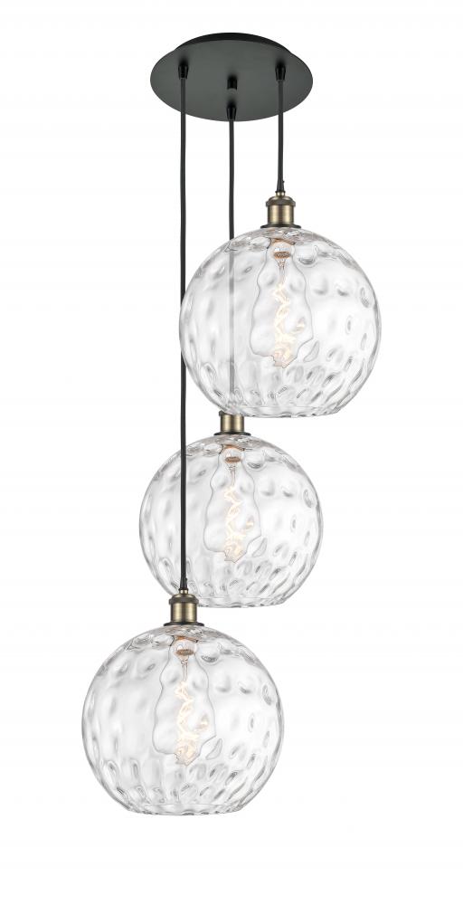 Athens Water Glass - 3 Light - 19 inch - Black Antique Brass - Cord Hung - Multi Pendant