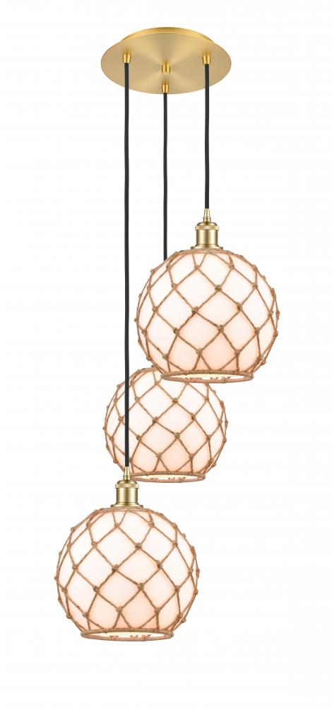 Farmhouse Rope - 3 Light - 17 inch - Satin Gold - Cord Hung - Multi Pendant