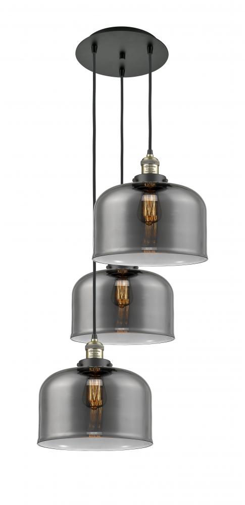 Cone - 3 Light - 18 inch - Black Antique Brass - Cord hung - Multi Pendant