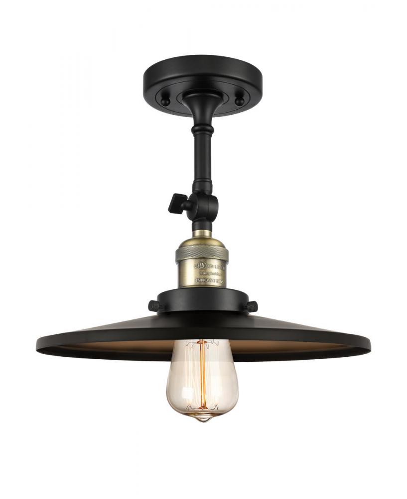 Railroad - 1 Light - 12 inch - Black Antique Brass - Adjustable Semi-Flush Mount